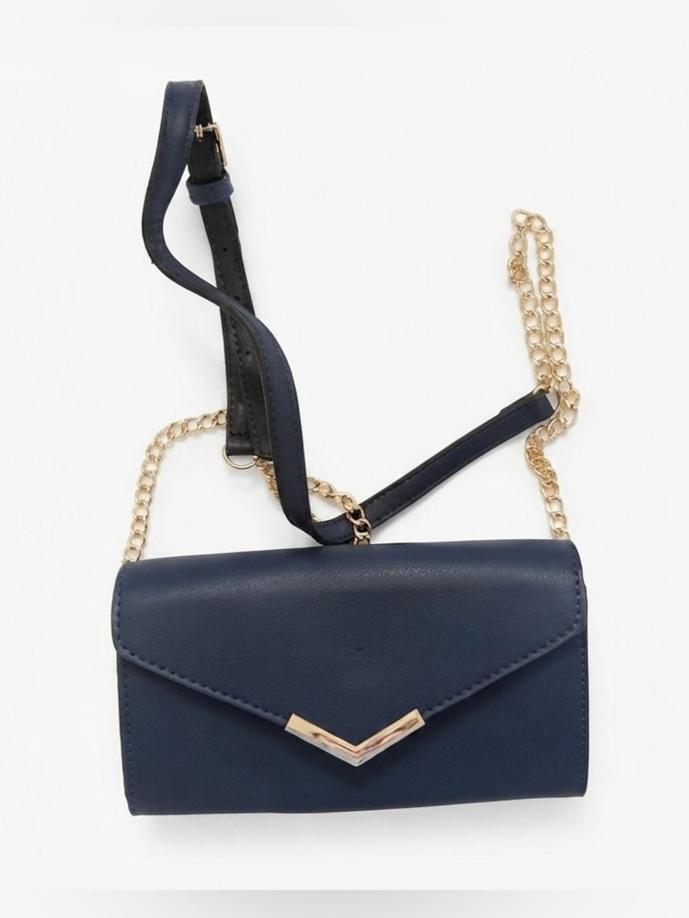 Urban Expressions Navy Crossbody Envelope Purse w/ Gold Chain - Certified Vegan